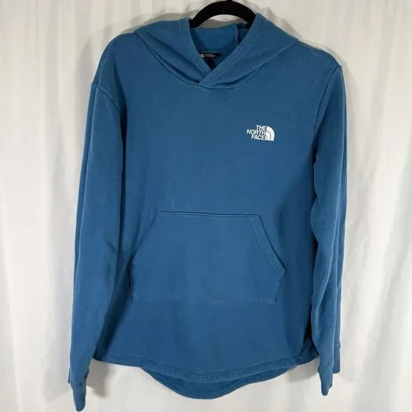 North Face Hoodie Girls XL Blue Pockets Pullover Cotton Blend - Picture 1 of 10